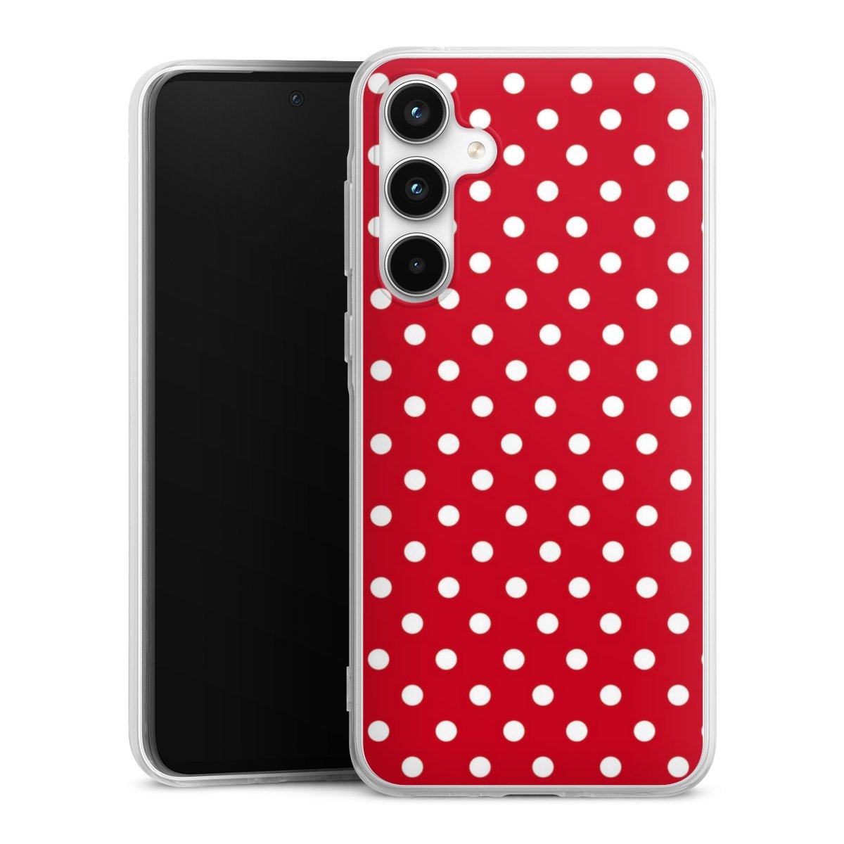 Galaxy A35 5G Handy Silikon Hülle Case transparent Handyhülle Points Polka Dots Retro Silikon Case