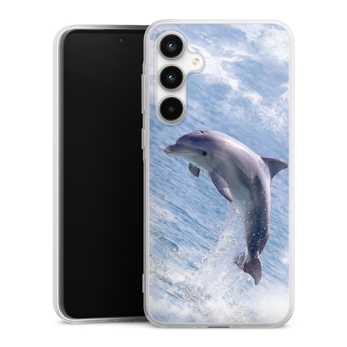 Galaxy A35 5G Handy Silikon Hülle Case transparent Handyhülle Dolphin Ocean Wale Silikon Case