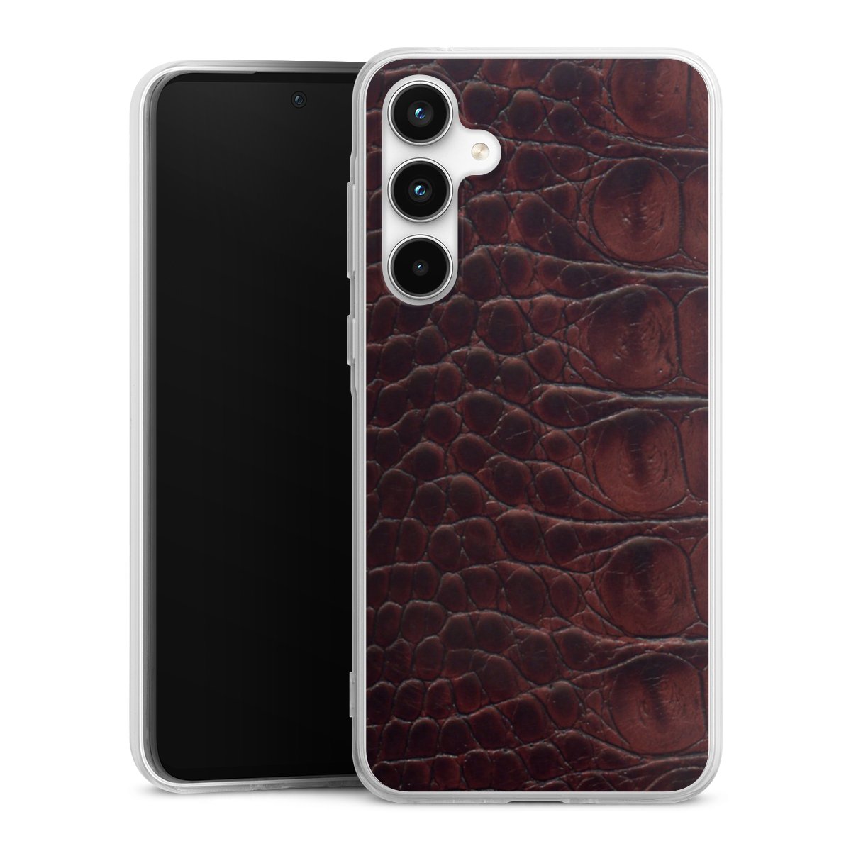 Galaxy A35 5G Handy Silikon Hülle Case transparent Handyhülle Crocodile Animal Print Leather Silikon Case