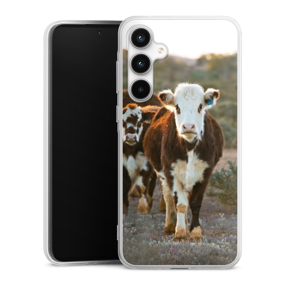 Galaxy A35 5G Handy Silikon Hülle Case transparent Handyhülle Cow Farmer Calf Silikon Case