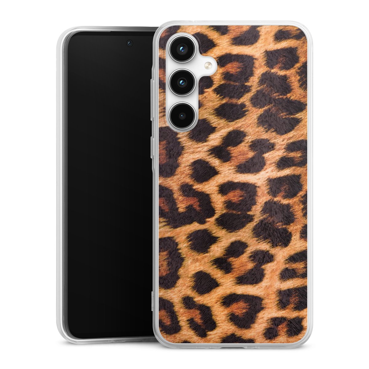 Galaxy A35 5G Handy Silikon Hülle Case transparent Handyhülle Animal Print Leopard Fur Silikon Case