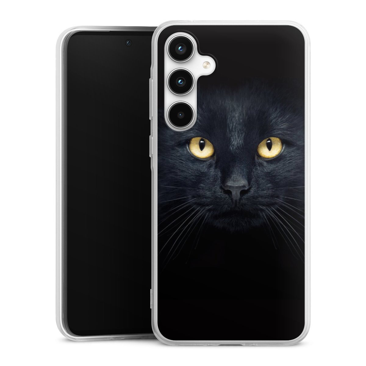 Galaxy A35 5G Handy Silikon Hülle Case transparent Handyhülle Eye Cat Black Silikon Case