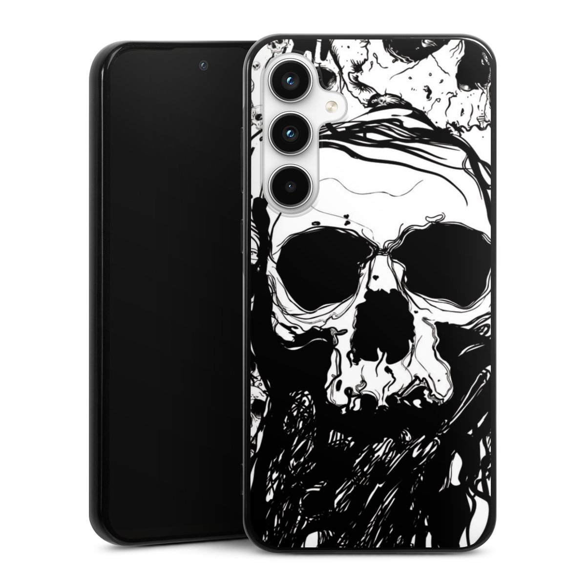 Galaxy A35 5G Handy Silikon Hülle Case schwarz Handyhülle Totenkopf Halloween