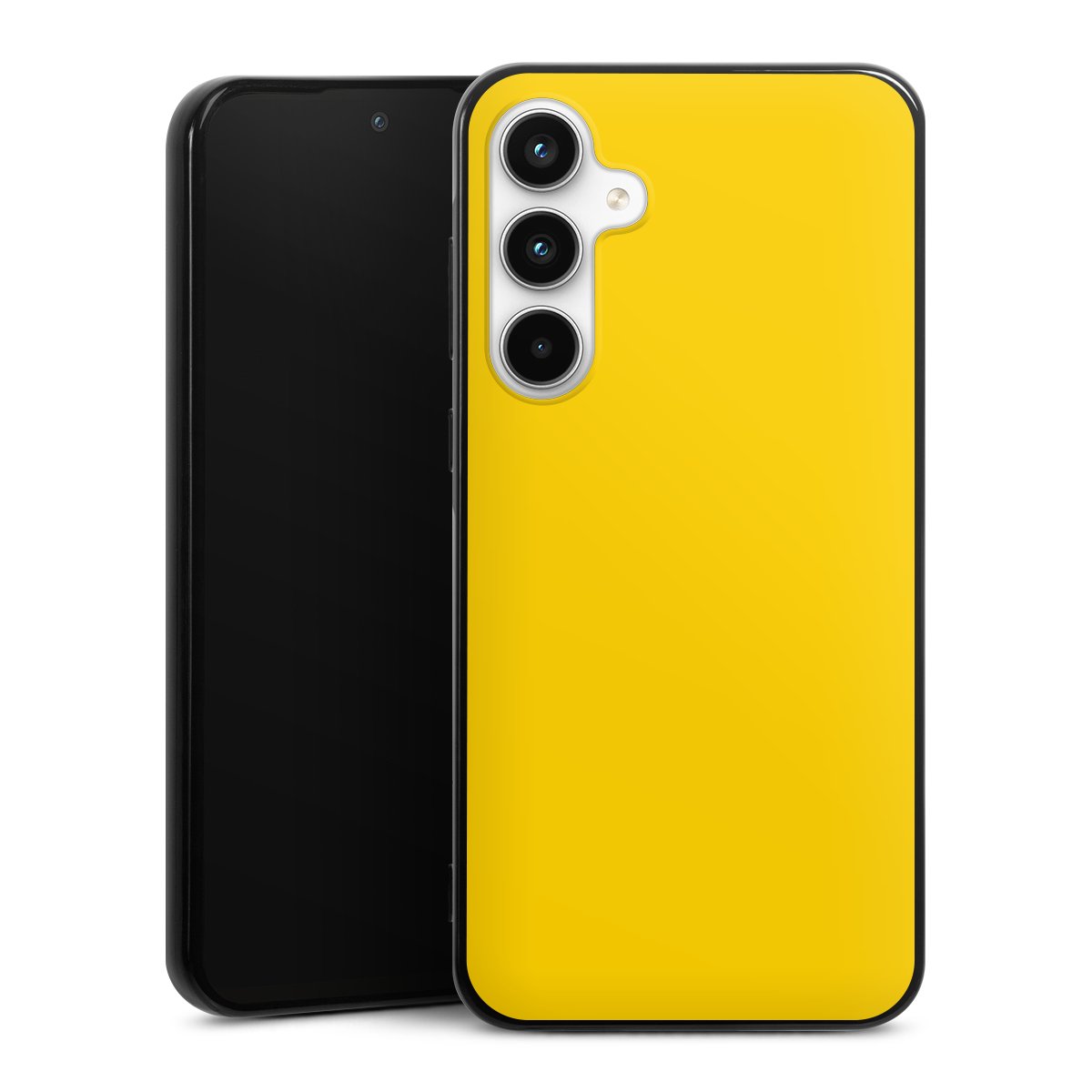 Galaxy A35 5G Handy Silikon Hülle Case schwarz Handyhülle Yellow Unicoloured Colour