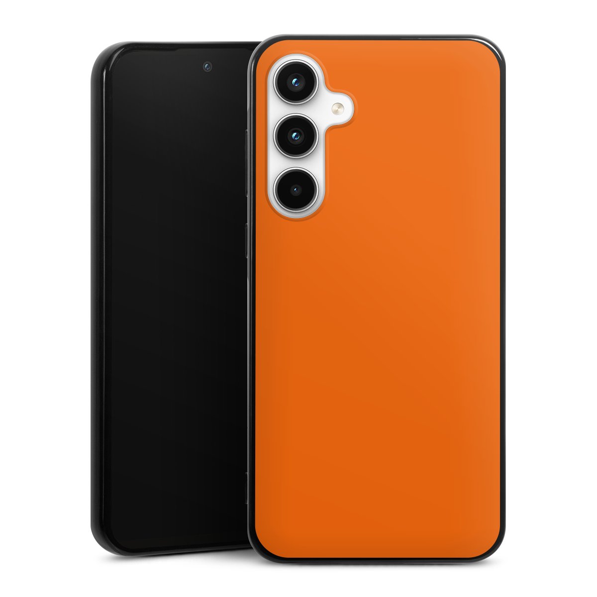 Galaxy A35 5G Handy Silikon Hülle Case schwarz Handyhülle Orange Colour Unicoloured