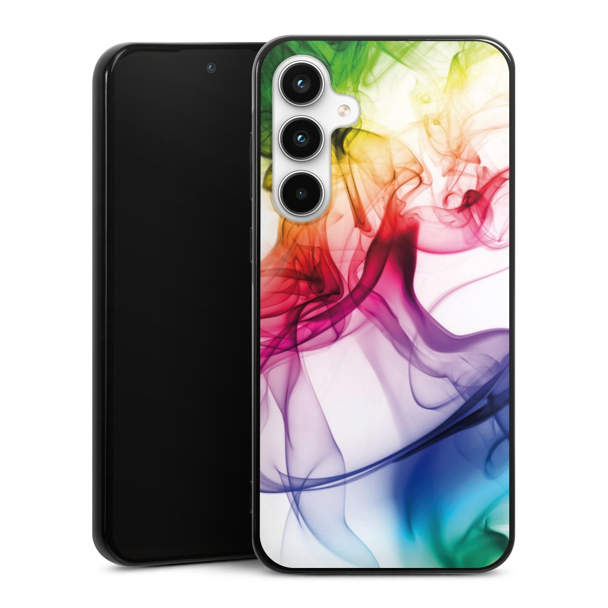 Galaxy A35 5G Handy Silikon Hülle Case schwarz Handyhülle Water Colour Rainbow