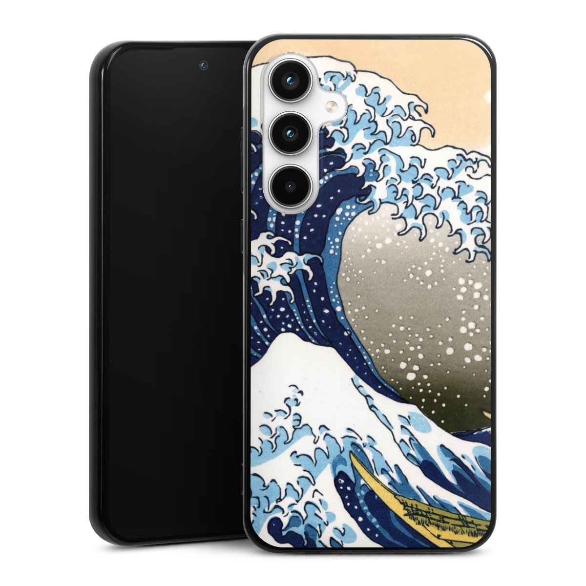 Galaxy A35 5G Handy Silikon Hülle Case schwarz Handyhülle Kunst Katsushika Hokusai Die Große Welle Vor Kanagawa