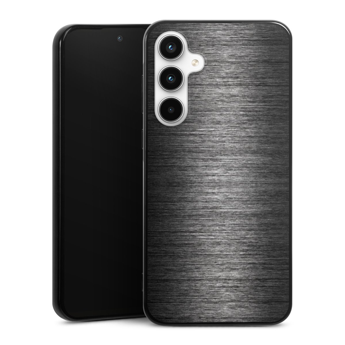 Galaxy A35 5G Handy Silikon Hülle Case schwarz Handyhülle Metallic Look Anthracite Metal