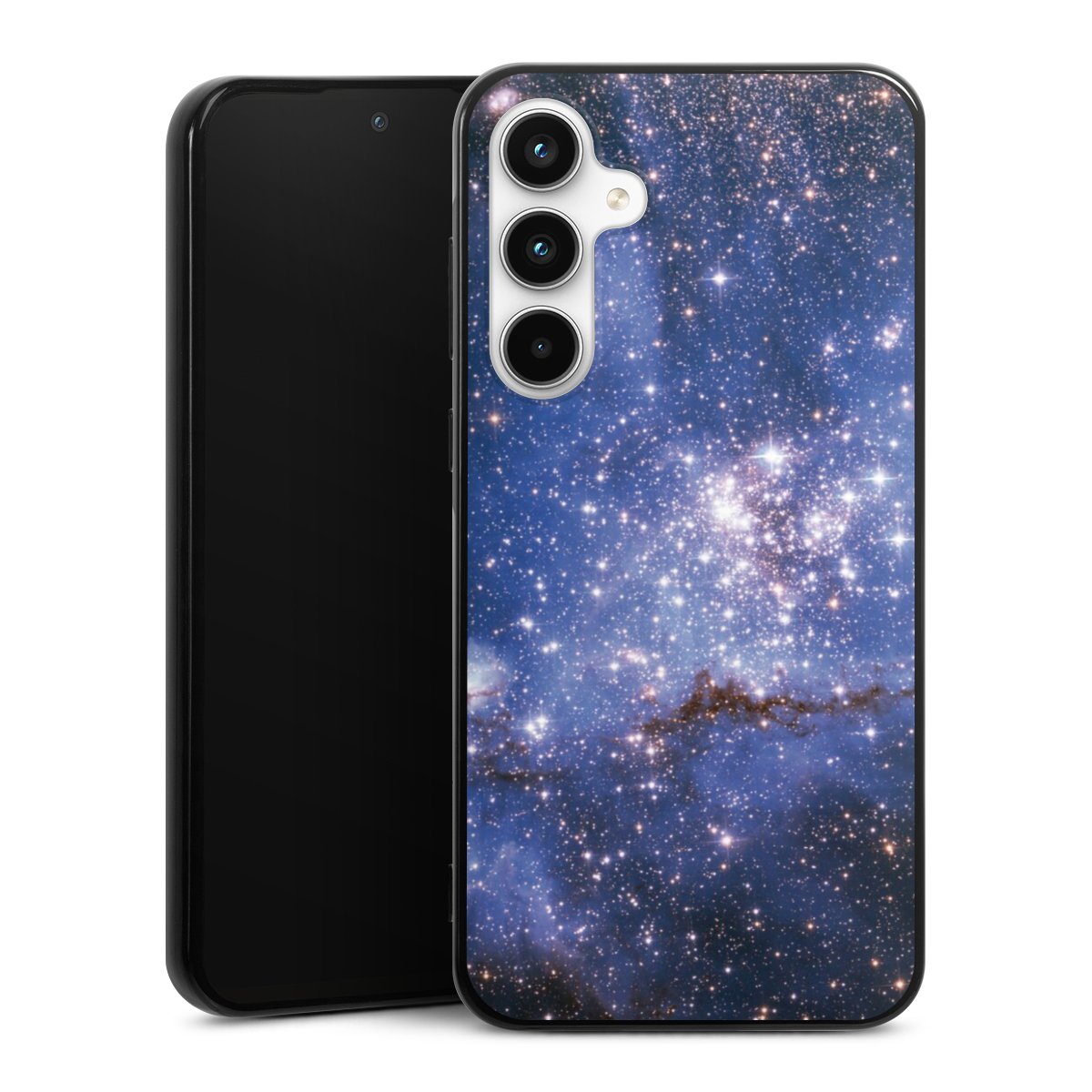 Galaxy A35 5G Handy Silikon Hülle Case schwarz Handyhülle Weltall Galaxy Weltraum