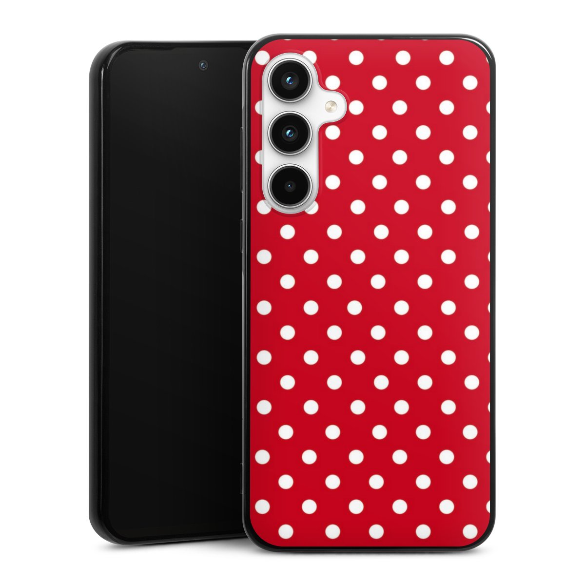 Galaxy A35 5G Handy Silikon Hülle Case schwarz Handyhülle Points Polka Dots Retro