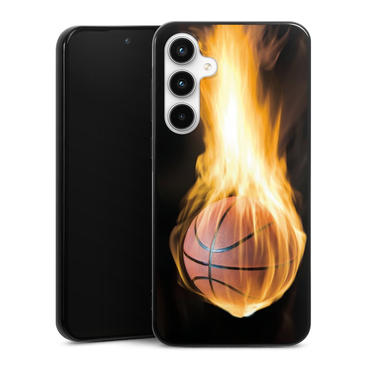 Galaxy A35 5G Handy Silikon Hülle Case schwarz Handyhülle Basketball Sports Fire