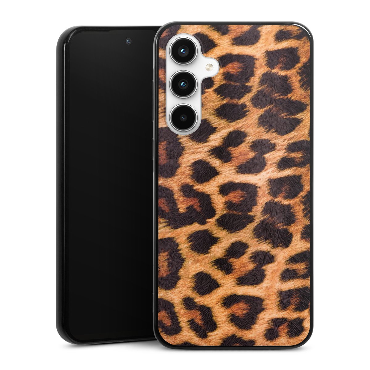 Galaxy A35 5G Handy Silikon Hülle Case schwarz Handyhülle Animal Print Leopard Fur