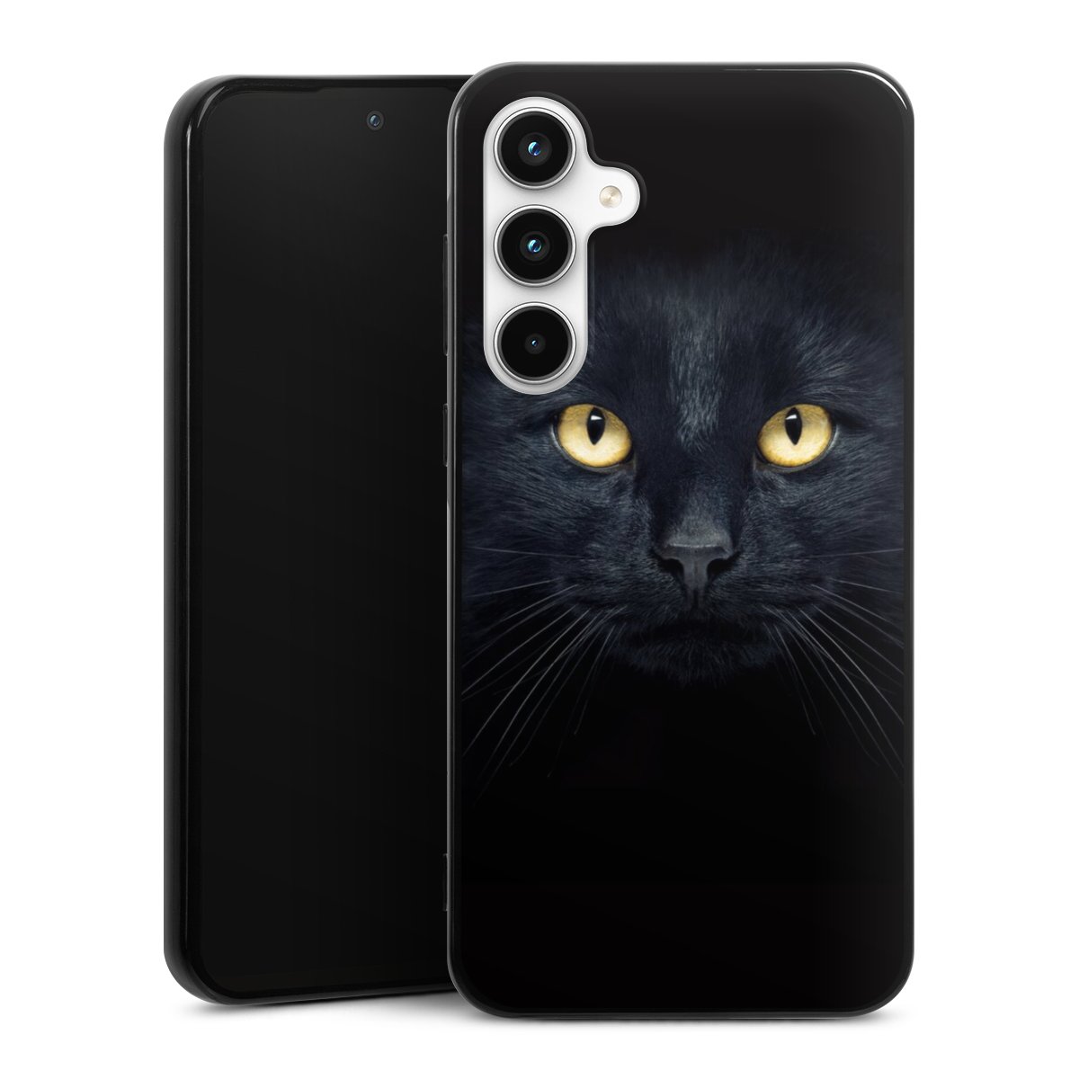 Galaxy A35 5G Handy Silikon Hülle Case schwarz Handyhülle Eye Cat Black