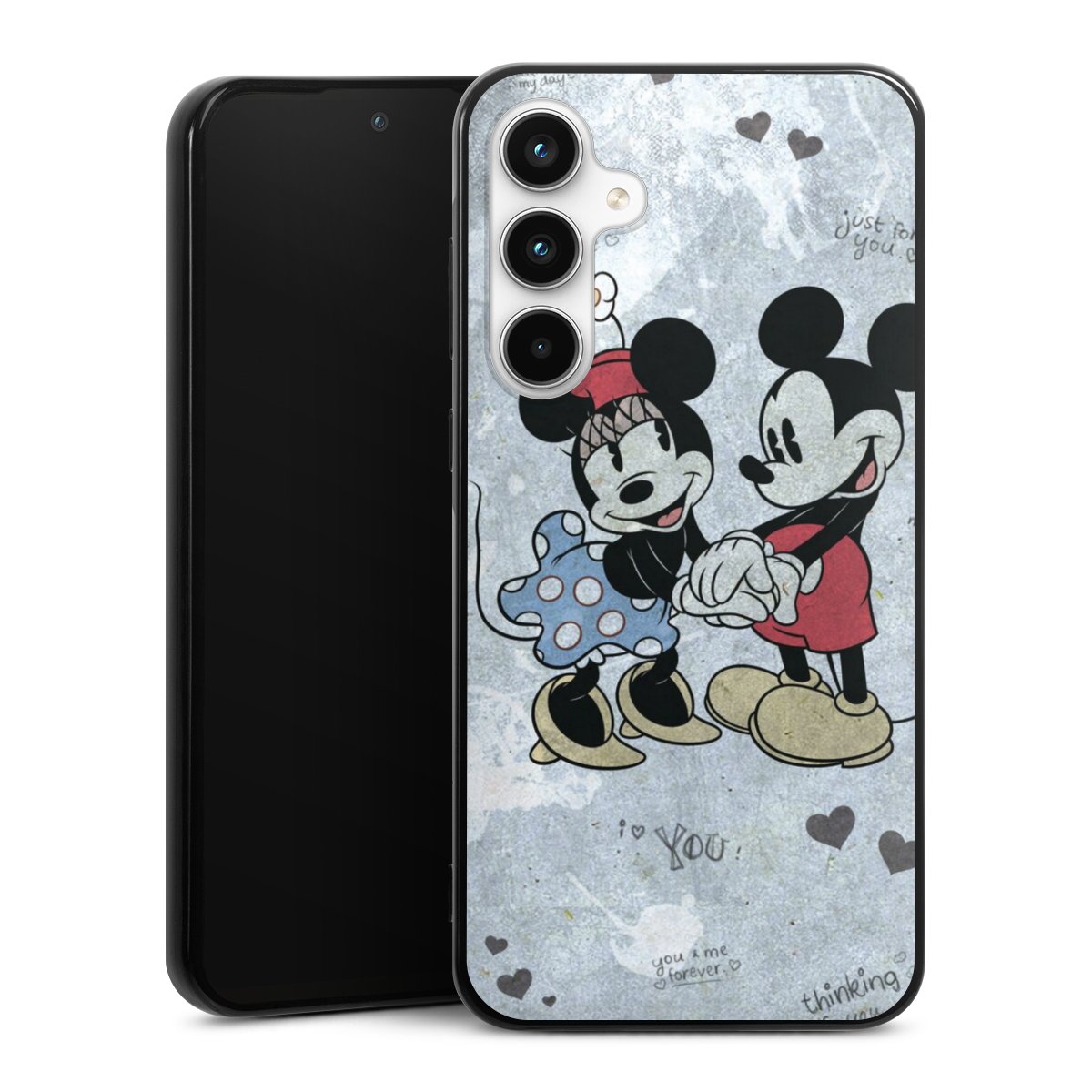 Galaxy A35 5G Handy Silikon Hülle Case schwarz Handyhülle Mickey & Minnie Mouse Vintage Disney