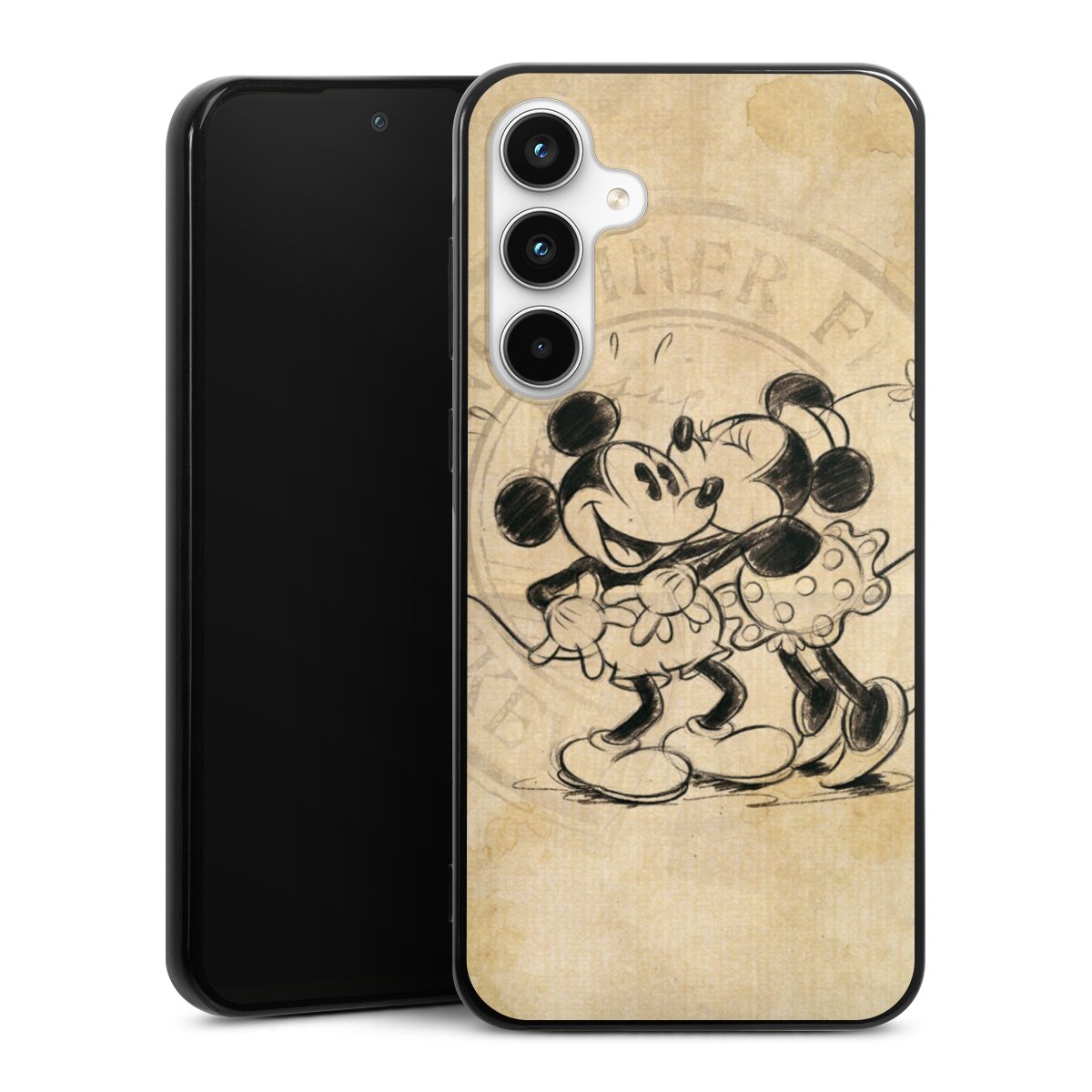 Galaxy A35 5G Handy Silikon Hülle Case schwarz Handyhülle Mickey Mouse Vintage Minnie Mouse