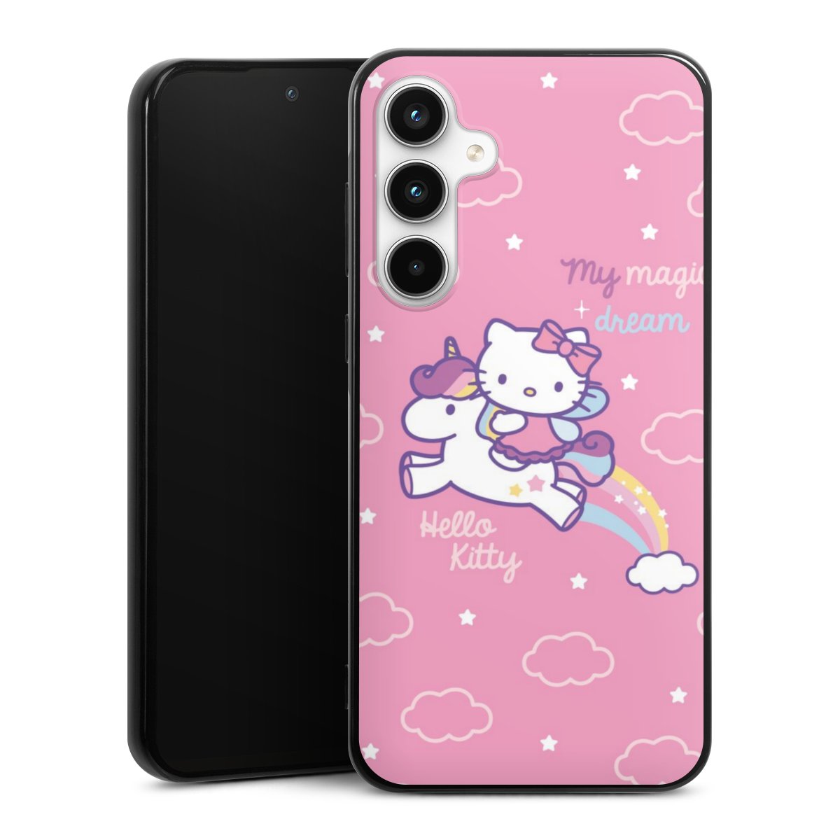 Galaxy A35 5G Handy Silikon Hülle Case schwarz Handyhülle Einhorn Official Licensed Product Hello Kitty