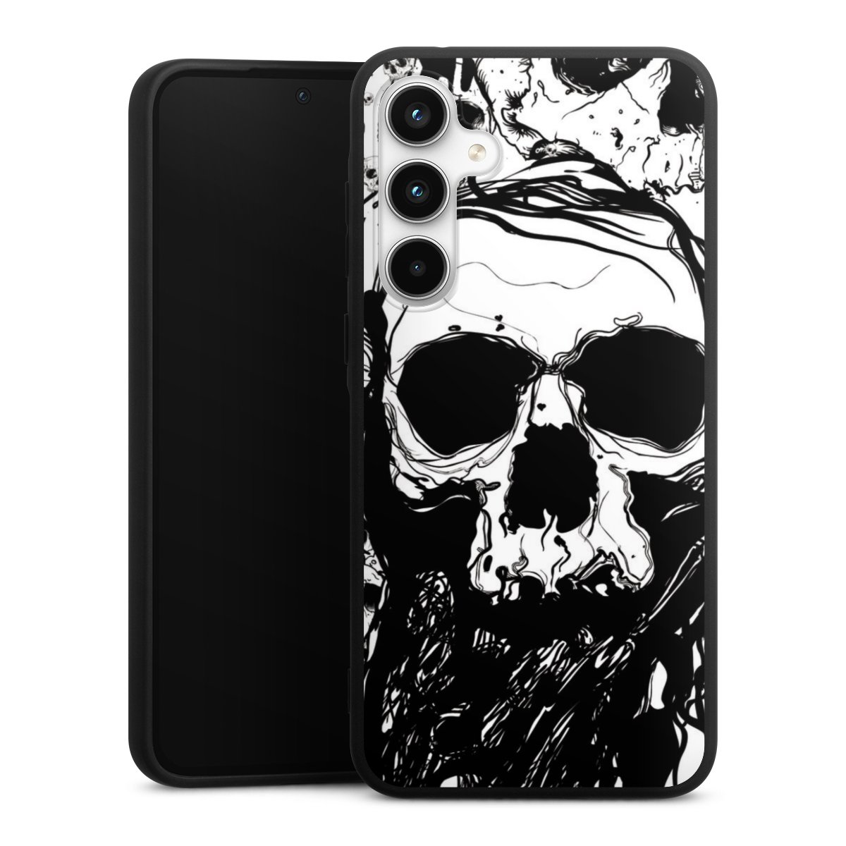 Galaxy A35 5G Handy Premium Silikon Hülle Handyhülle schwarz Case Totenkopf Halloween Silikon Premium Case