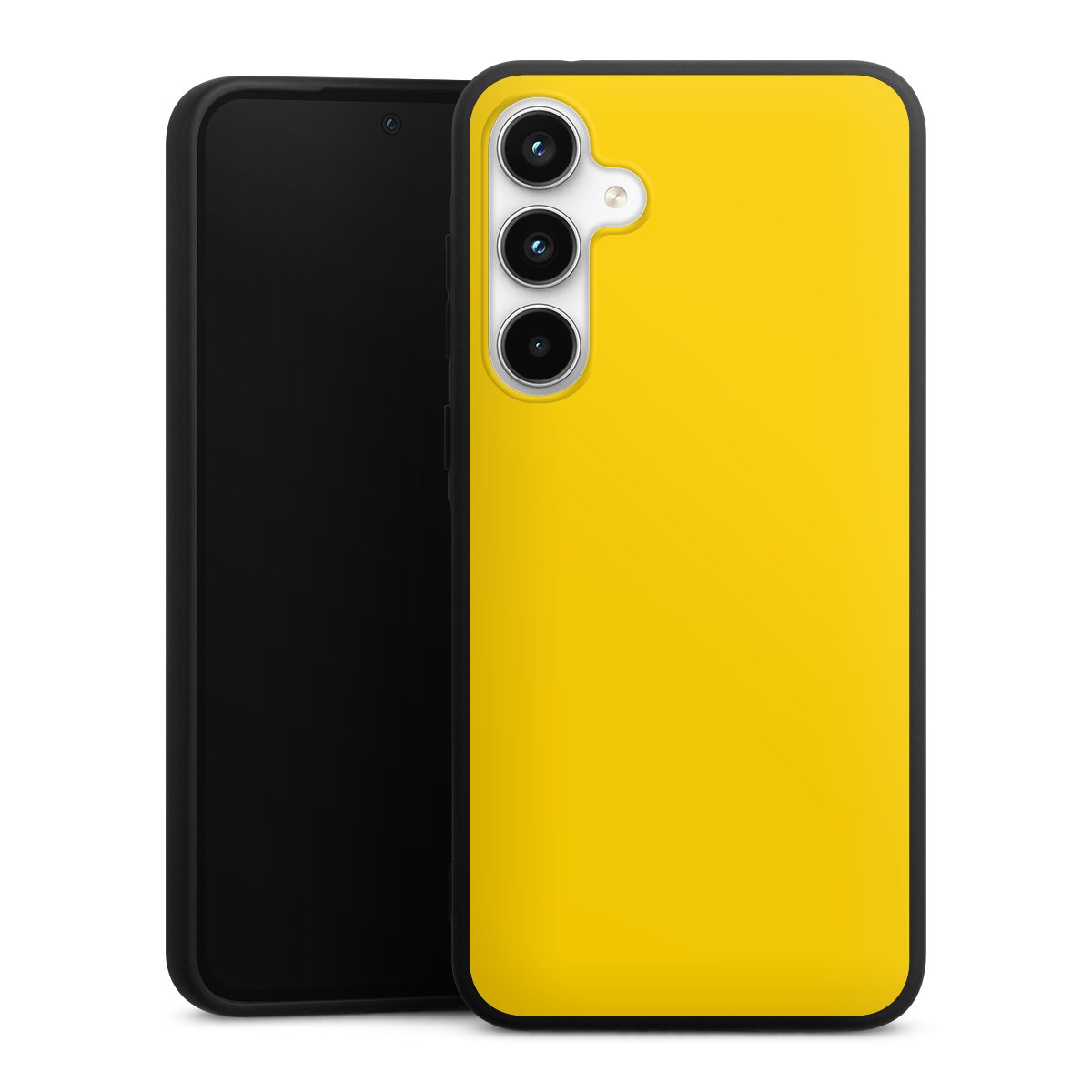 Galaxy A35 5G Handy Premium Silikon Hülle Handyhülle schwarz Case Yellow Unicoloured Colour Silikon Premium Case