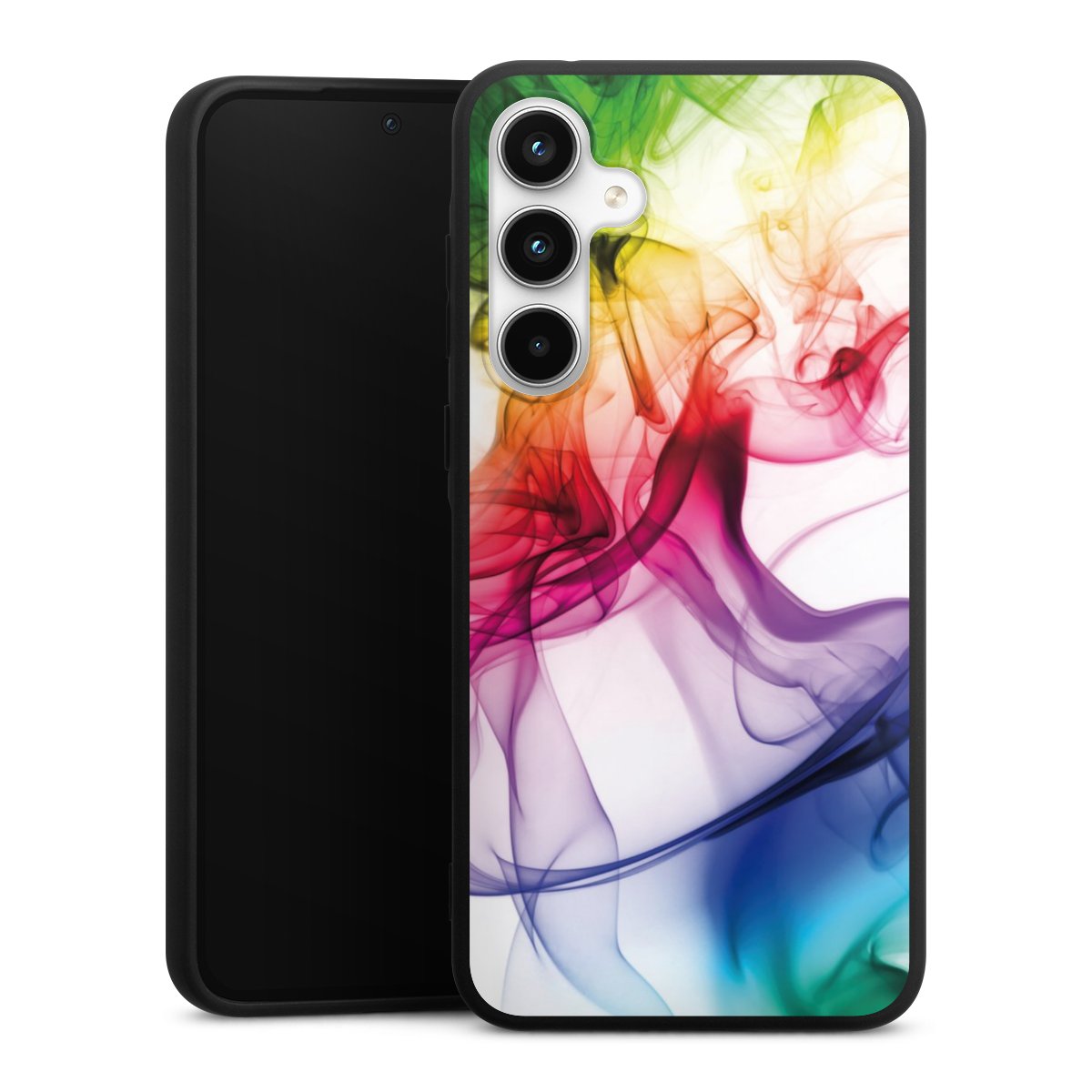 Galaxy A35 5G Handy Premium Silikon Hülle Handyhülle schwarz Case Water Colour Rainbow Silikon Premium Case