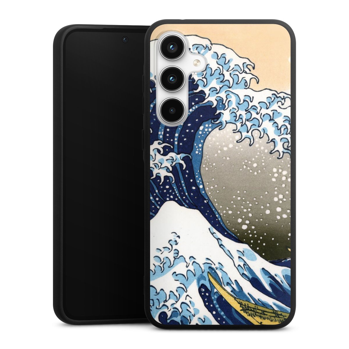 Galaxy A35 5G Handy Premium Silikon Hülle Handyhülle schwarz Case Kunst Katsushika Hokusai Die Große Welle Vor Kanagawa Silikon Premium Case