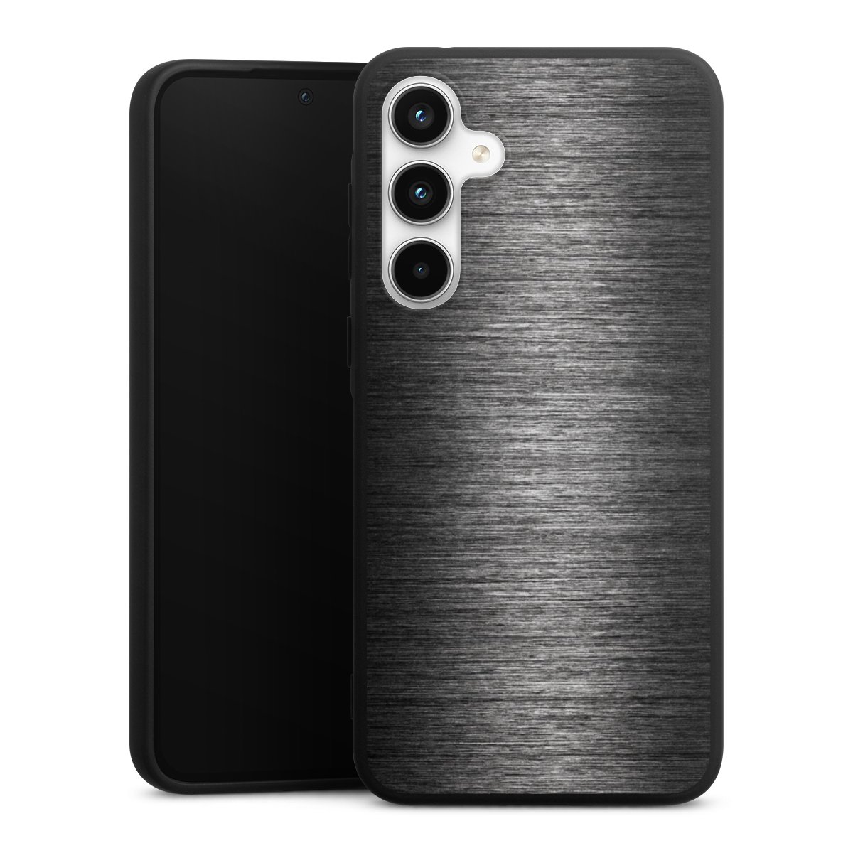 Galaxy A35 5G Handy Premium Silikon Hülle Handyhülle schwarz Case Metallic Look Anthracite Metal Silikon Premium Case