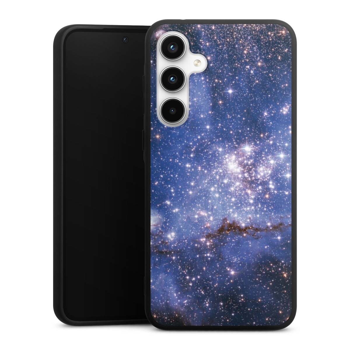 Galaxy A35 5G Handy Premium Silikon Hülle Handyhülle schwarz Case Weltall Galaxy Weltraum Silikon Premium Case