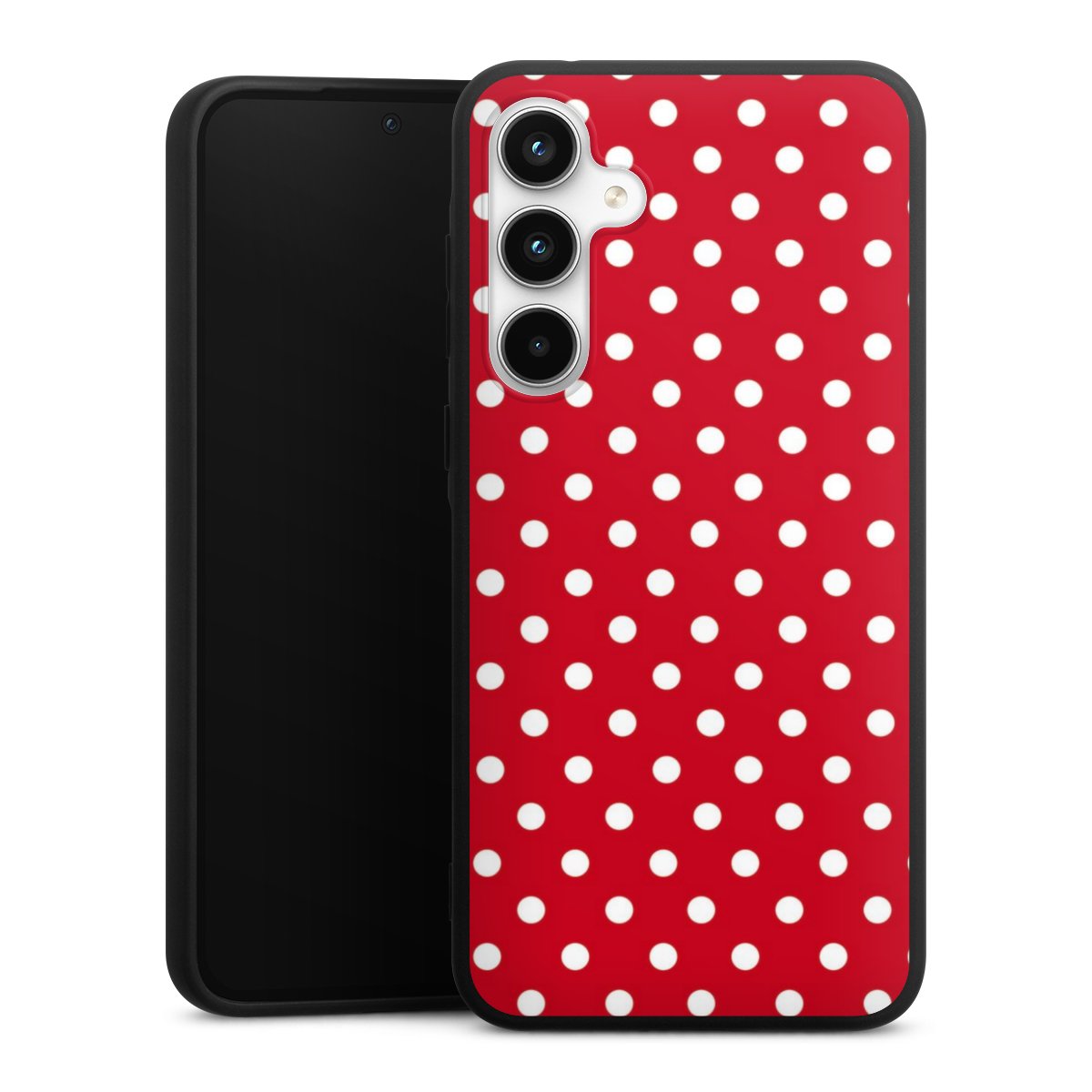 Galaxy A35 5G Handy Premium Silikon Hülle Handyhülle schwarz Case Points Polka Dots Retro Silikon Premium Case