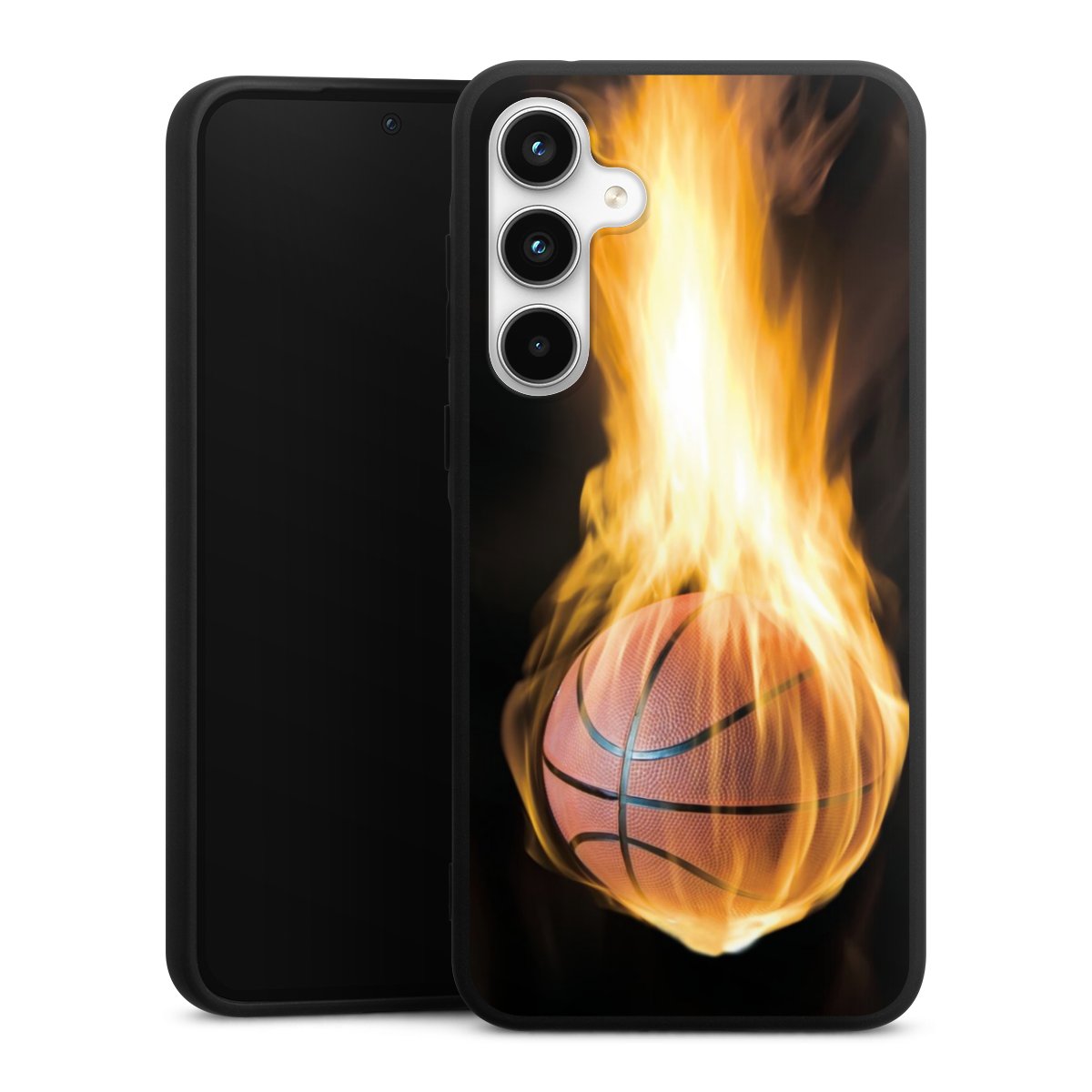 Galaxy A35 5G Handy Premium Silikon Hülle Handyhülle schwarz Case Basketball Sports Fire Silikon Premium Case