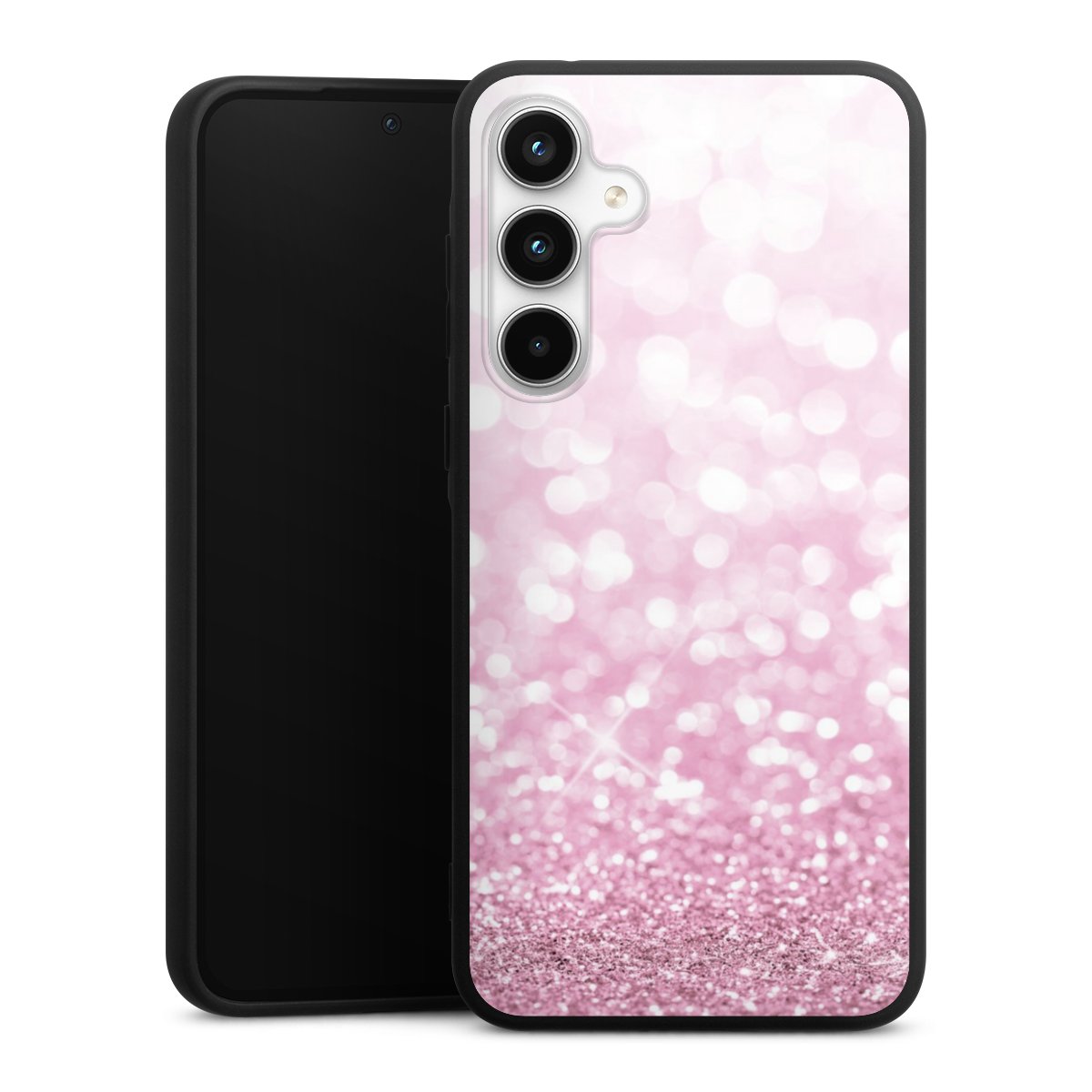 Galaxy A35 5G Handy Premium Silikon Hülle Handyhülle schwarz Case Glitzer Pink Shine Silikon Premium Case