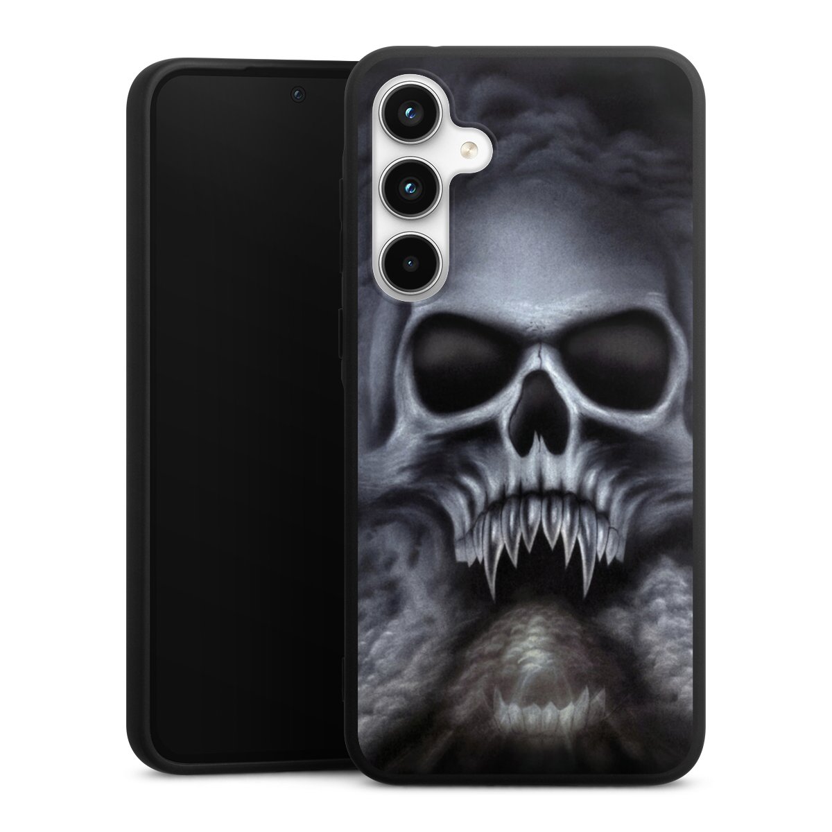 Galaxy A35 5G Handy Premium Silikon Hülle Handyhülle schwarz Case Totenkopf Skull Silikon Premium Case