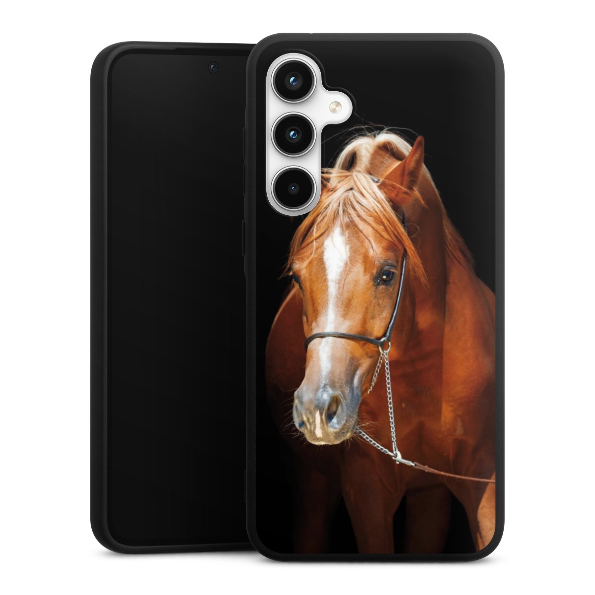 Galaxy A35 5G Handy Premium Silikon Hülle Handyhülle schwarz Case Mare Horse Hobby Silikon Premium Case