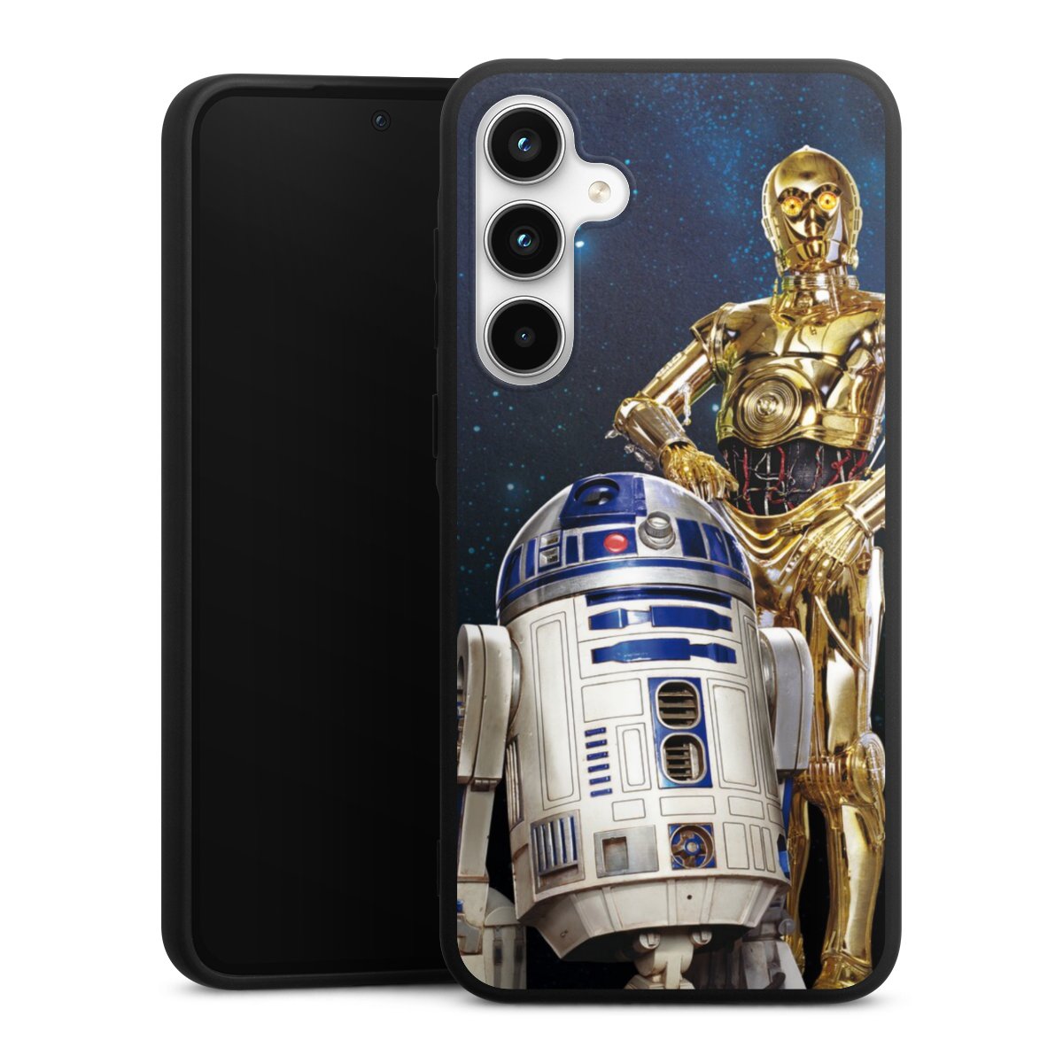 Galaxy A35 5G Handy Premium Silikon Hülle Handyhülle schwarz Case Weltall Star Wars R2d2 Silikon Premium Case