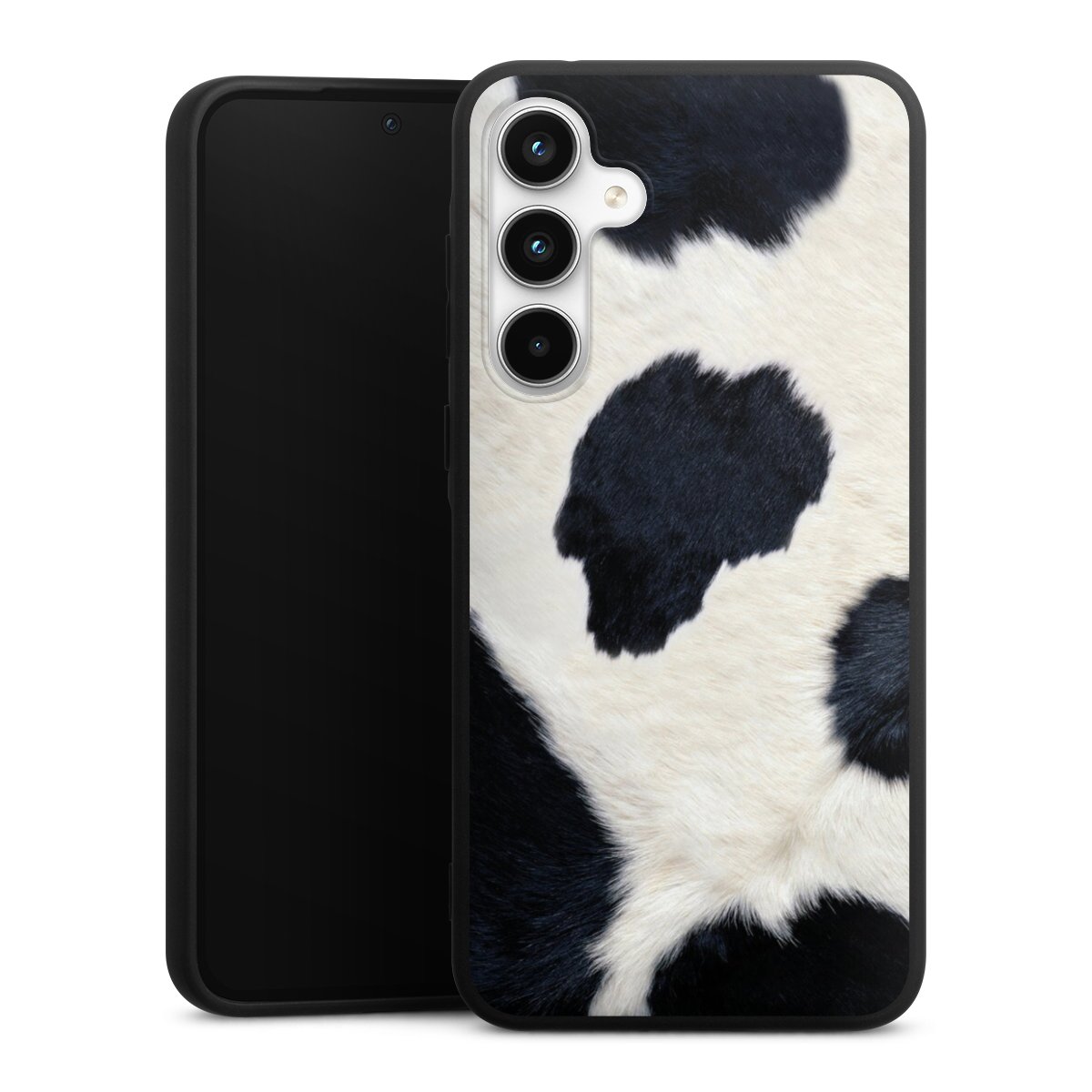 Galaxy A35 5G Handy Premium Silikon Hülle Handyhülle schwarz Case Animal Look Animal Print Cow Skin Silikon Premium Case