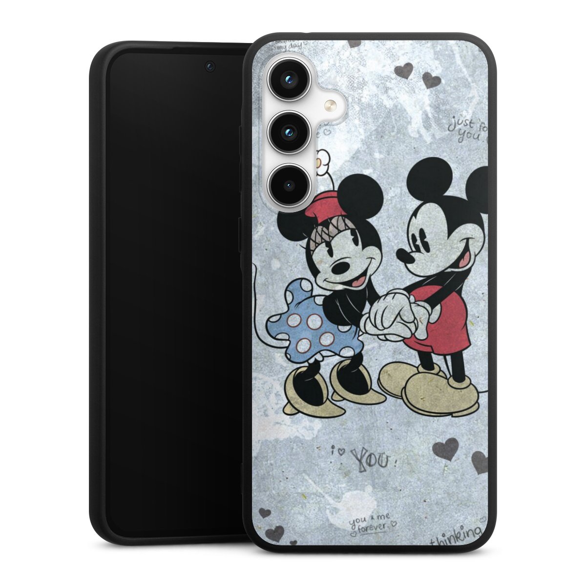 Galaxy A35 5G Handy Premium Silikon Hülle Handyhülle schwarz Case Mickey & Minnie Mouse Vintage Disney Silikon Premium Case