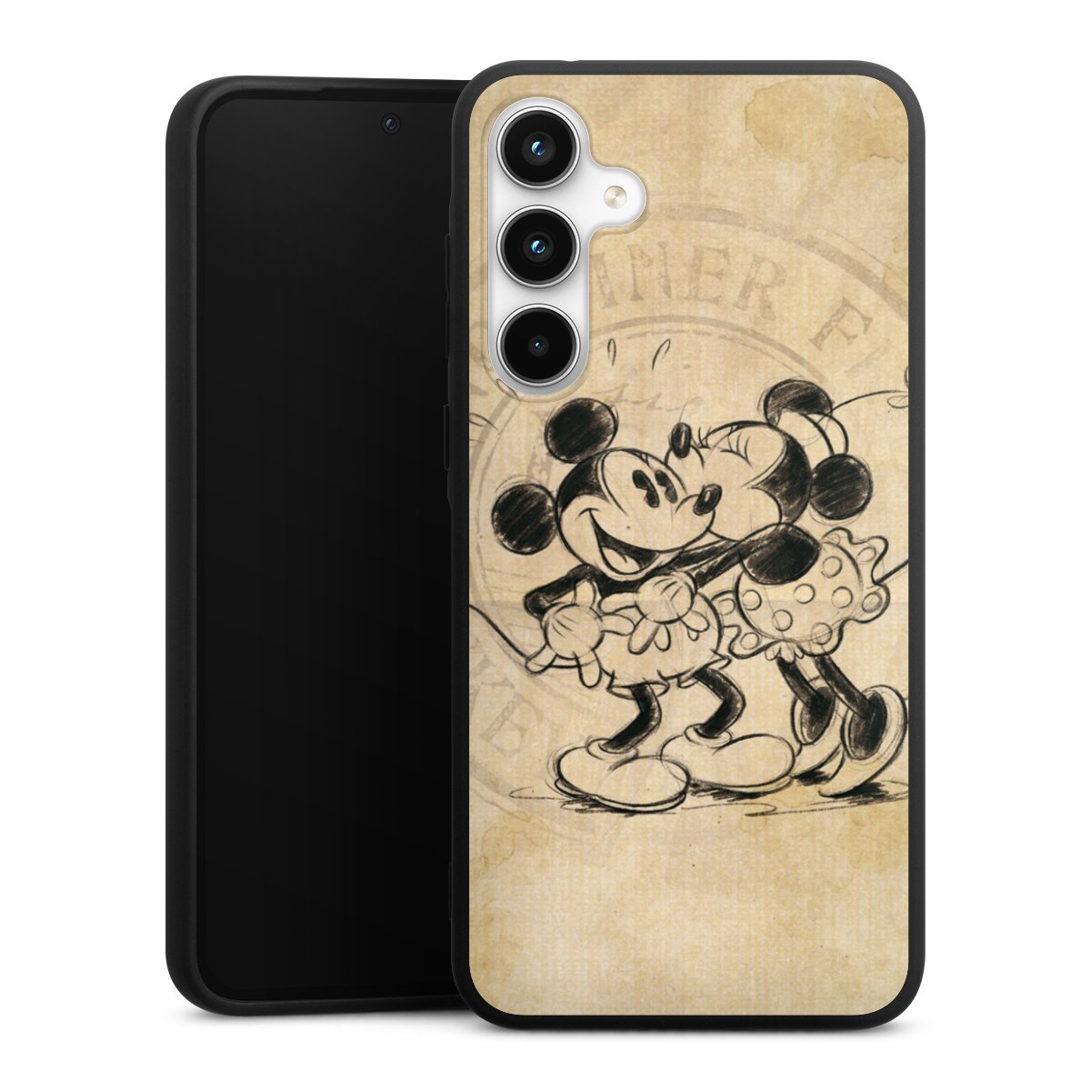 Galaxy A35 5G Handy Premium Silikon Hülle Handyhülle schwarz Case Mickey Mouse Vintage Minnie Mouse Silikon Premium Case