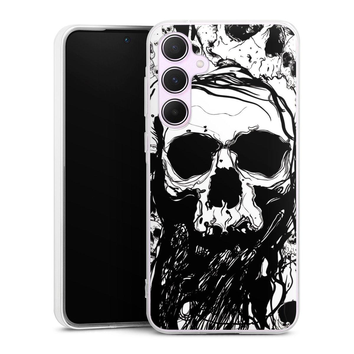 Galaxy A55 5G Handy Silikon Hülle Case transparent Handyhülle Totenkopf Halloween Silikon Case