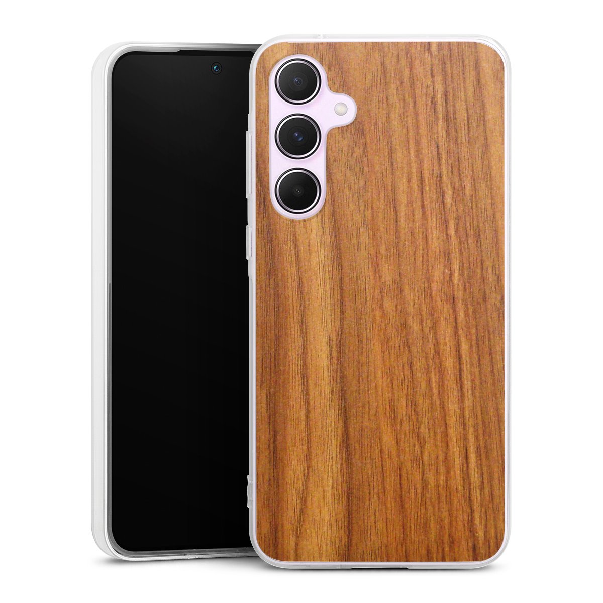 Galaxy A55 5G Handy Silikon Hülle Case transparent Handyhülle Wood Larch Wooden Look Silikon Case