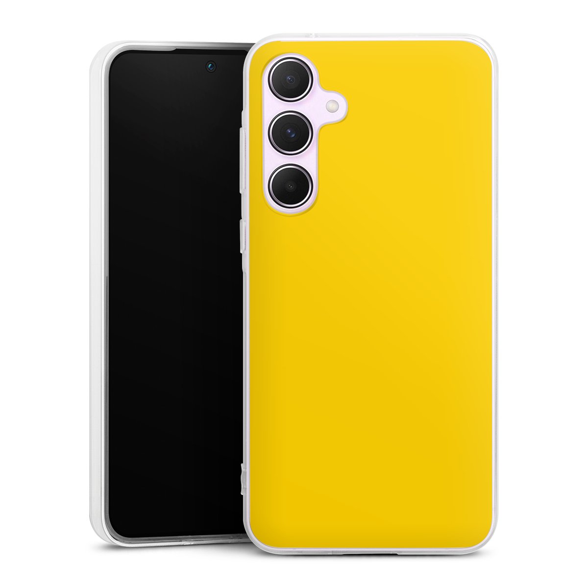 Galaxy A55 5G Handy Silikon Hülle Case transparent Handyhülle Yellow Unicoloured Colour Silikon Case