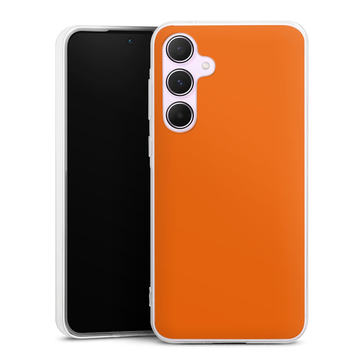 Galaxy A55 5G Handy Silikon Hülle Case transparent Handyhülle Orange Colour Unicoloured Silikon Case