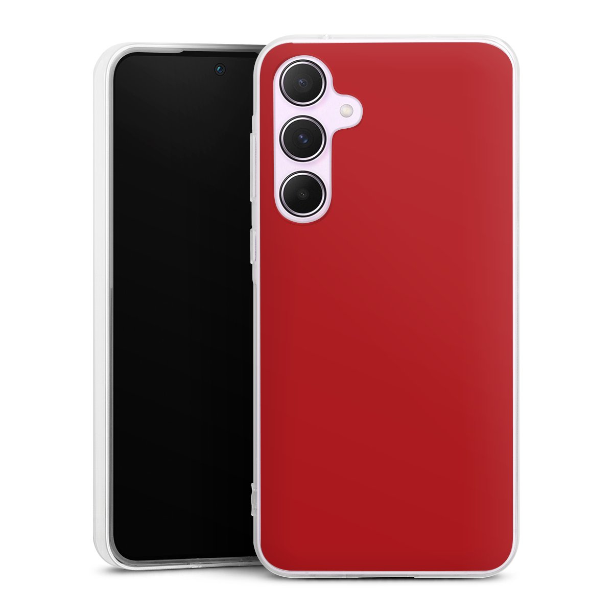 Galaxy A55 5G Handy Silikon Hülle Case transparent Handyhülle Colour Unicoloured Red Silikon Case