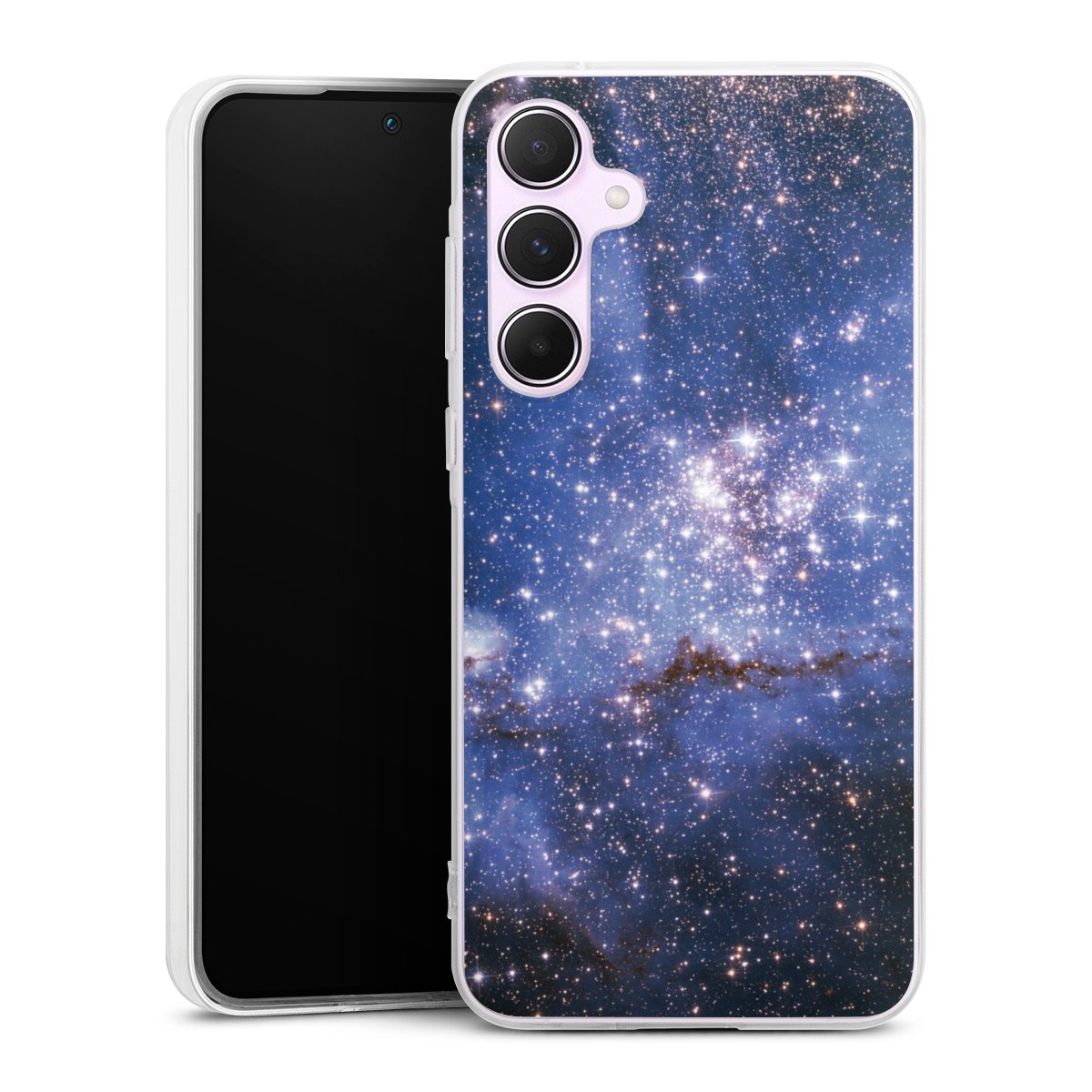 Galaxy A55 5G Handy Silikon Hülle Case transparent Handyhülle Weltall Galaxy Weltraum Silikon Case