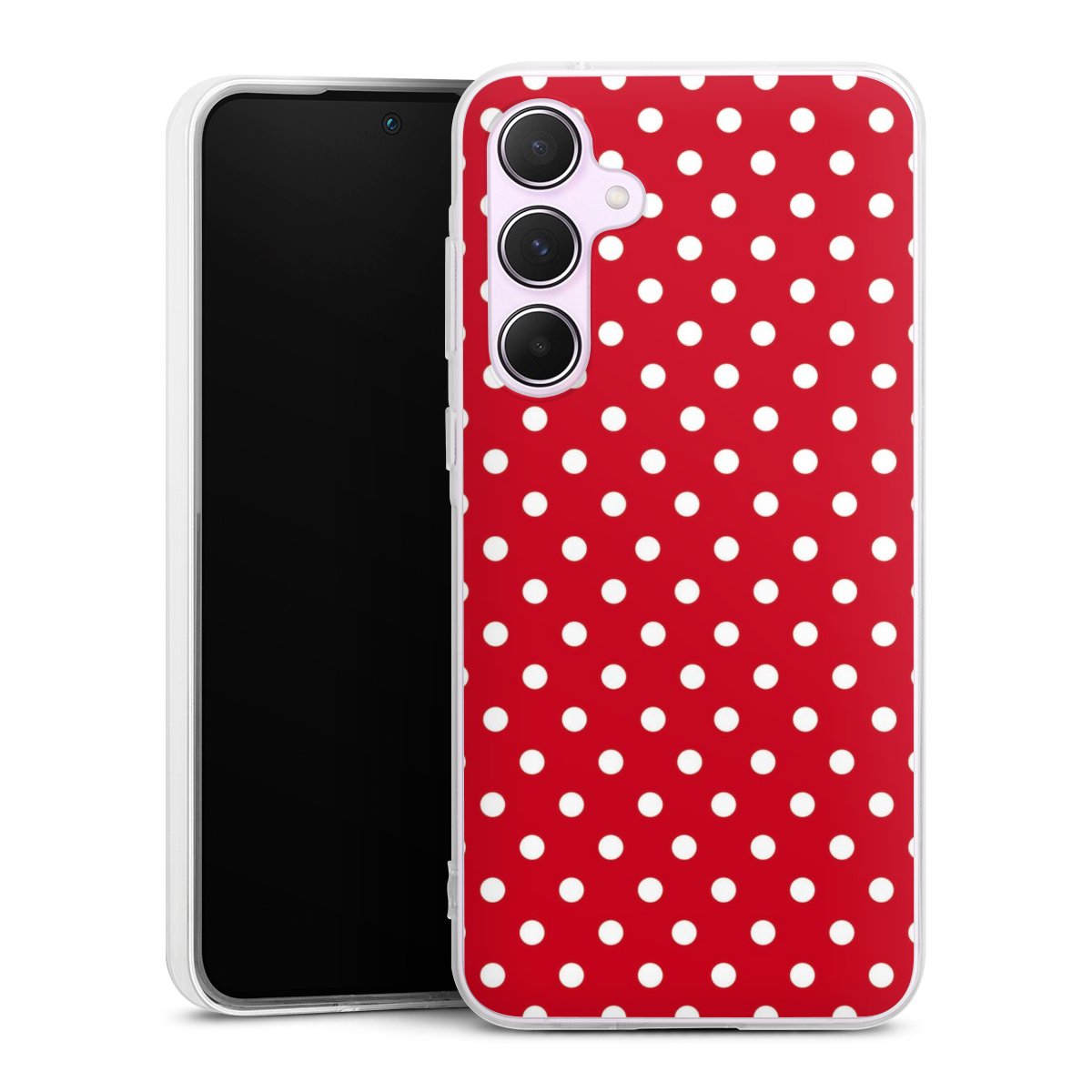 Galaxy A55 5G Handy Silikon Hülle Case transparent Handyhülle Points Polka Dots Retro Silikon Case