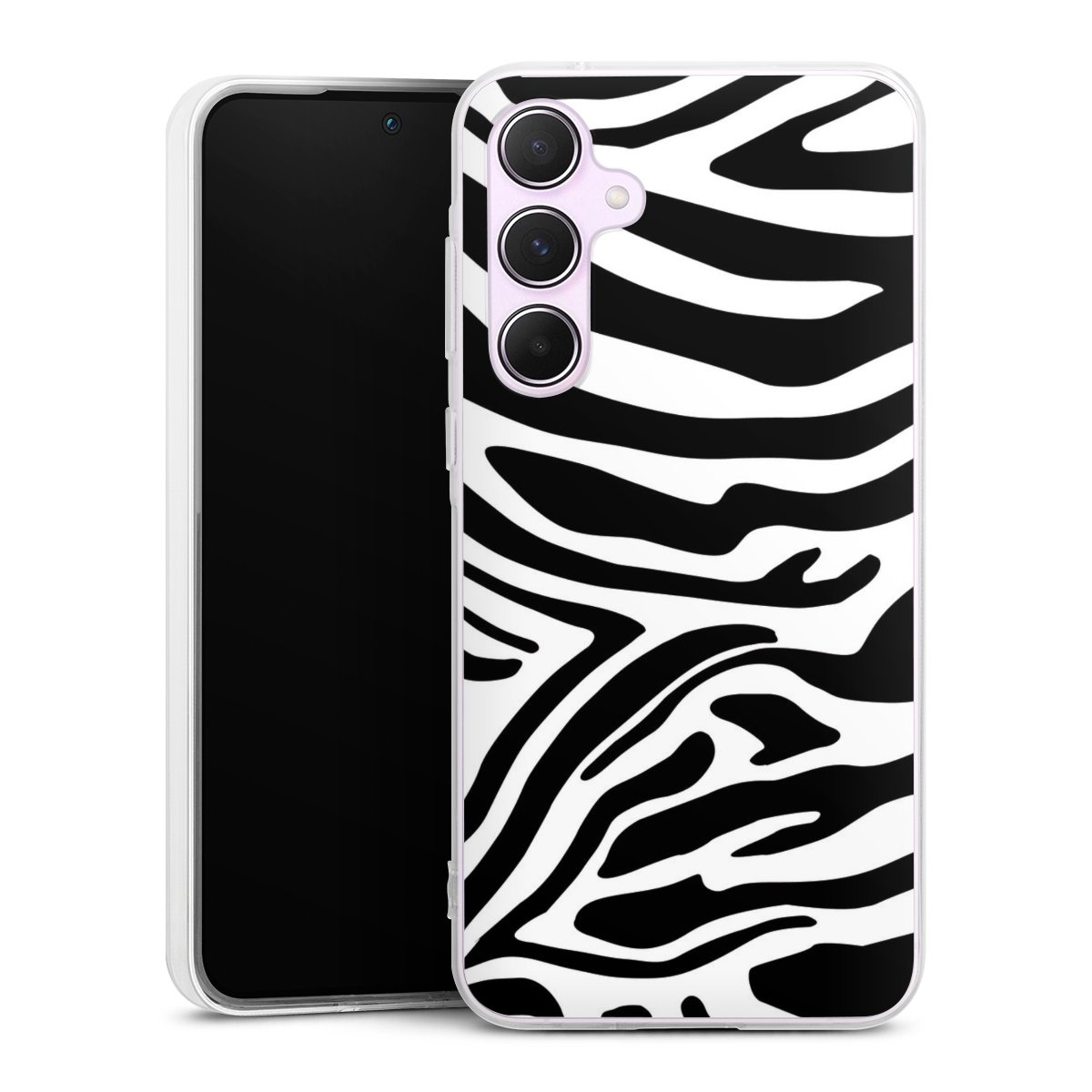 Galaxy A55 5G Handy Silikon Hülle Case transparent Handyhülle Zebra Animal Look Animal Print Silikon Case