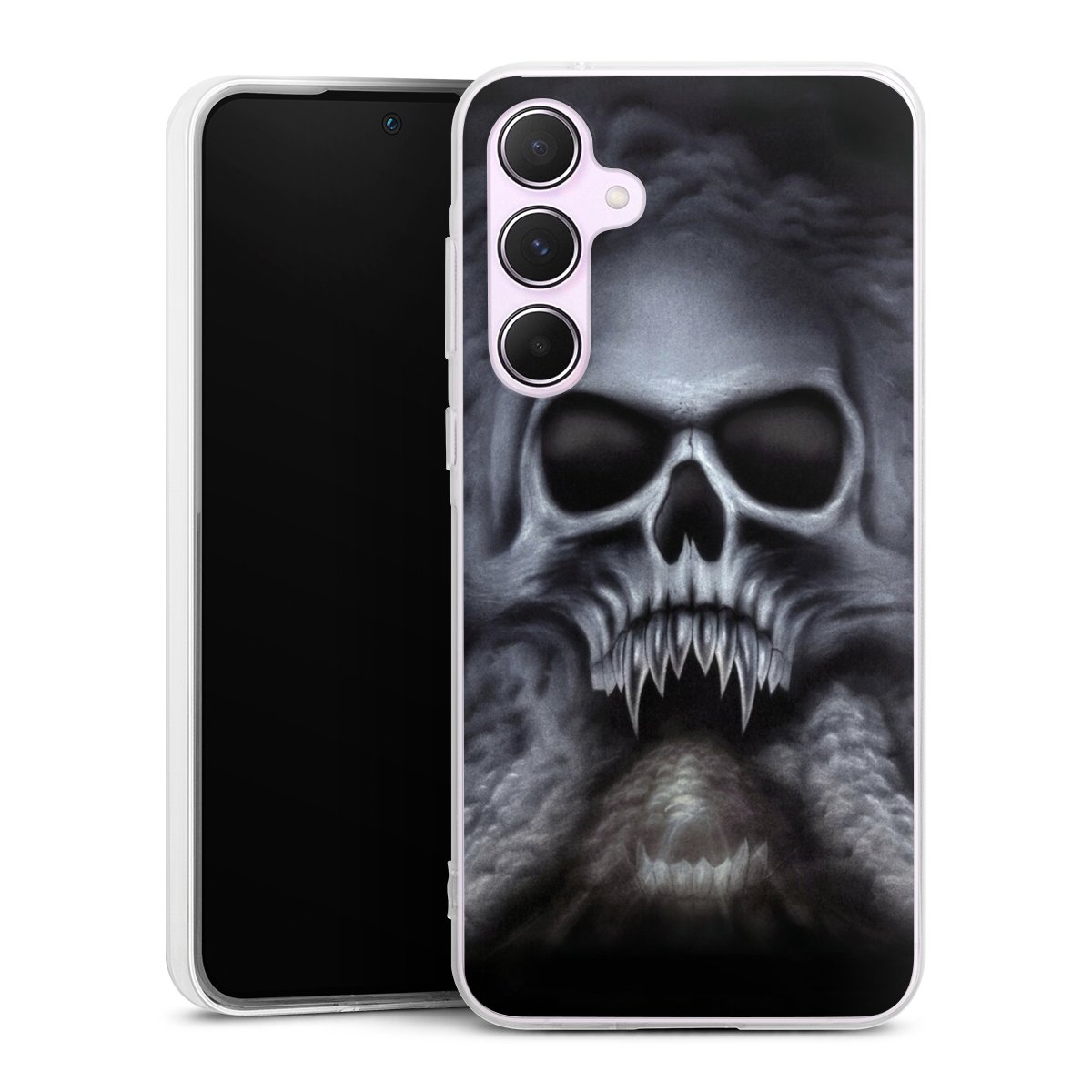 Galaxy A55 5G Handy Silikon Hülle Case transparent Handyhülle Totenkopf Skull Silikon Case