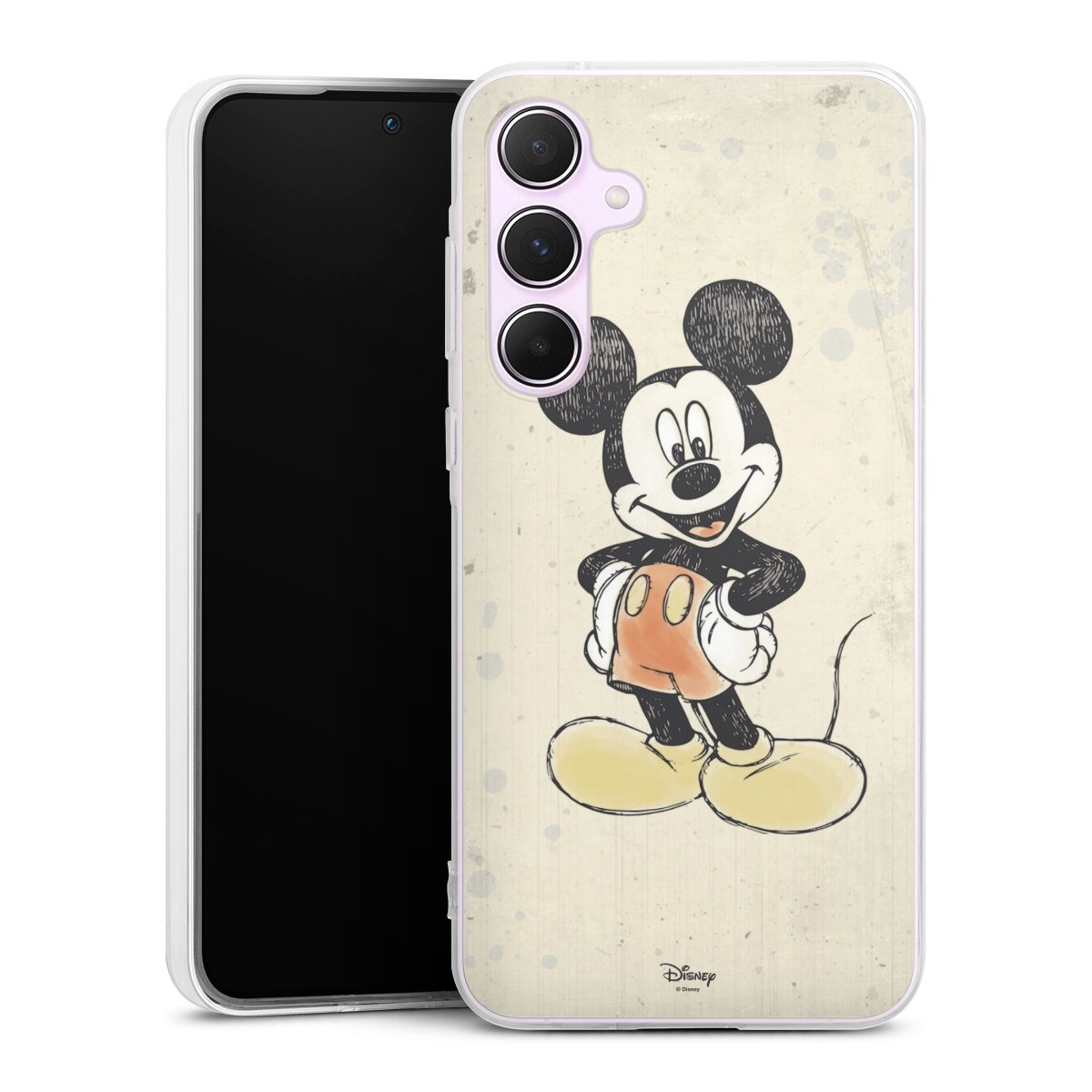 Galaxy A55 5G Handy Silikon Hülle Case transparent Handyhülle Water Colour Mickey & Minnie Mouse Official Licensed Product Silikon Case