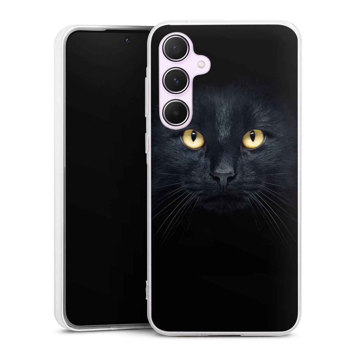 Galaxy A55 5G Handy Silikon Hülle Case transparent Handyhülle Eye Cat Black Silikon Case