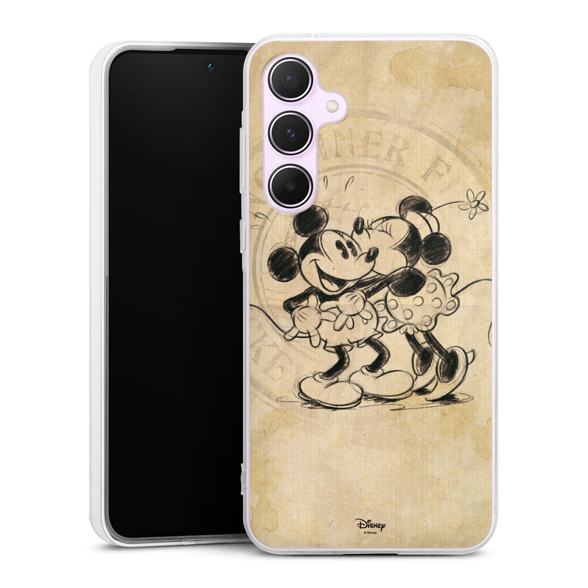 Galaxy A55 5G Handy Silikon Hülle Case transparent Handyhülle Mickey Mouse Vintage Minnie Mouse Silikon Case