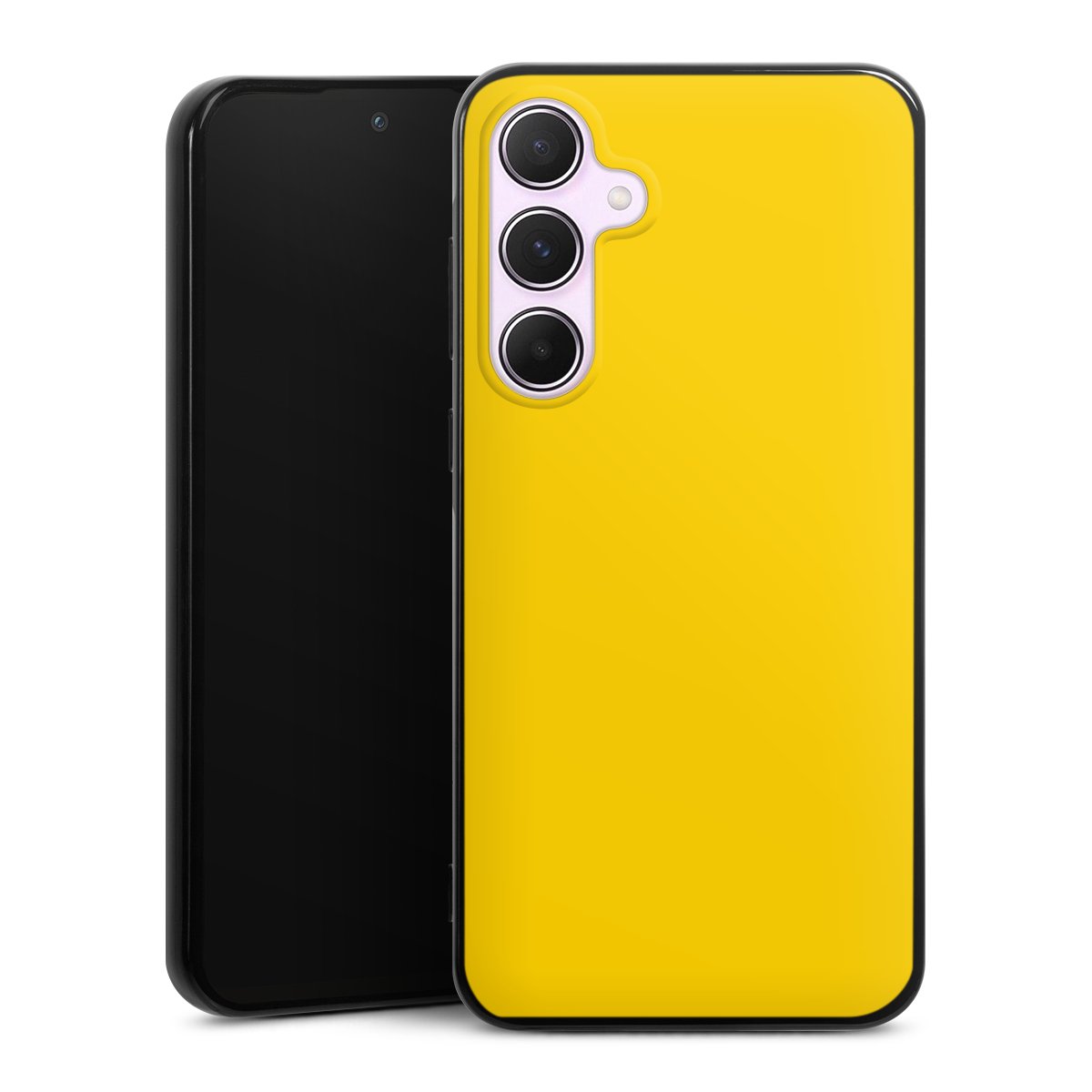 Galaxy A55 5G Handy Silikon Hülle Case schwarz Handyhülle Yellow Unicoloured Colour