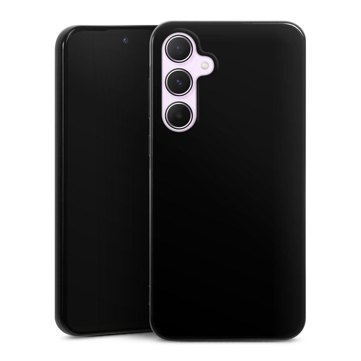 Galaxy A55 5G Handy Silikon Hülle Case schwarz Handyhülle Black Colour Unicoloured