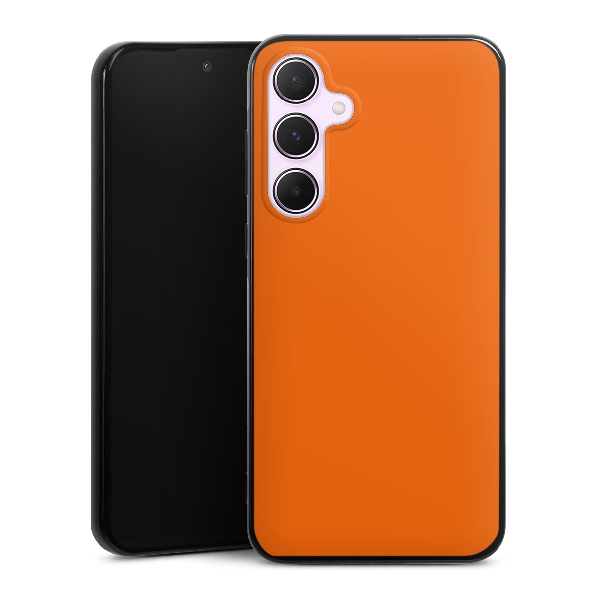 Galaxy A55 5G Handy Silikon Hülle Case schwarz Handyhülle Orange Colour Unicoloured